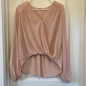 Free People pink blush knotted long sleeve top size XS